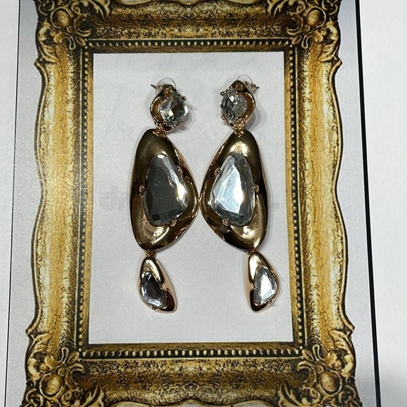 Zara Crystal Gold Statement Earrings - Picture 8 of 12